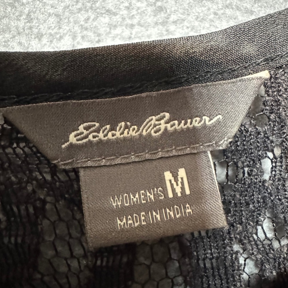 Eddie Bauer Lace Tank Top Floral Sheer Sleeveless M Black Whimsygoth Layering - Picture 8 of 11